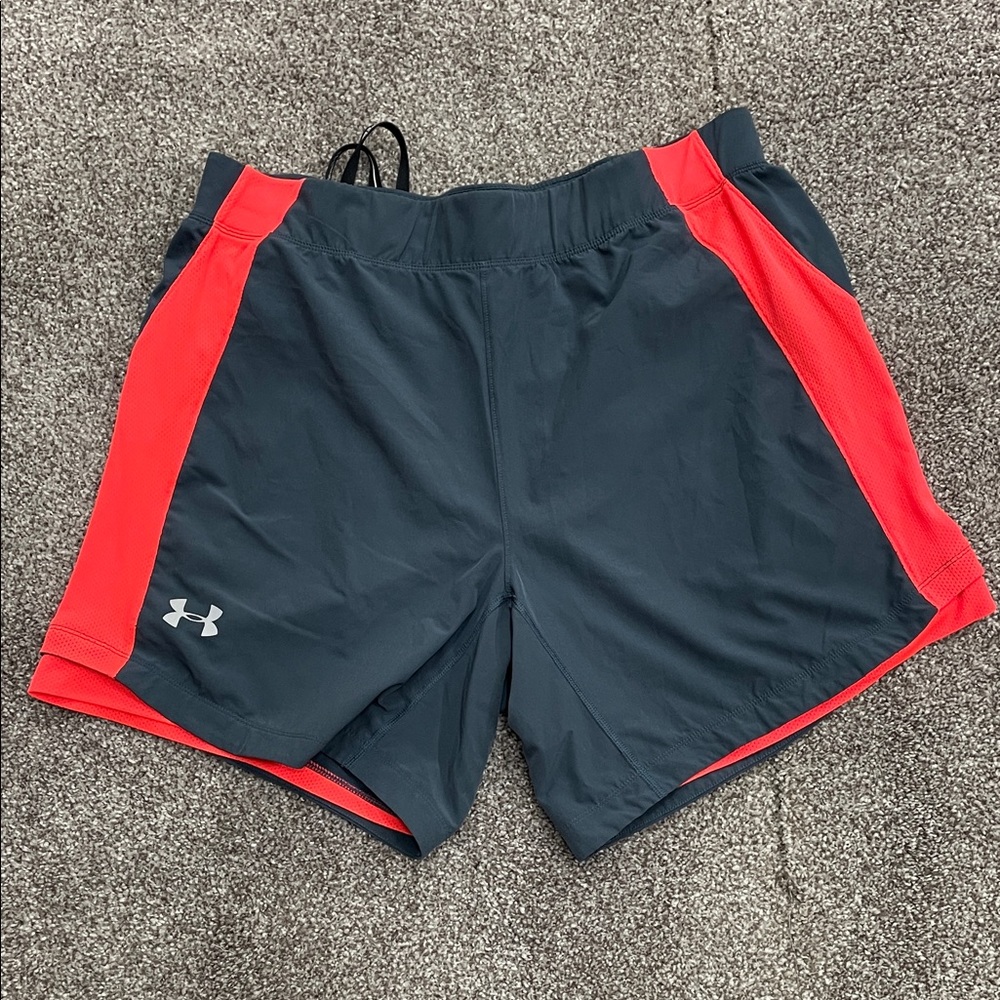 Under Armour Men's Charcoal and Red Athletic Shorts
